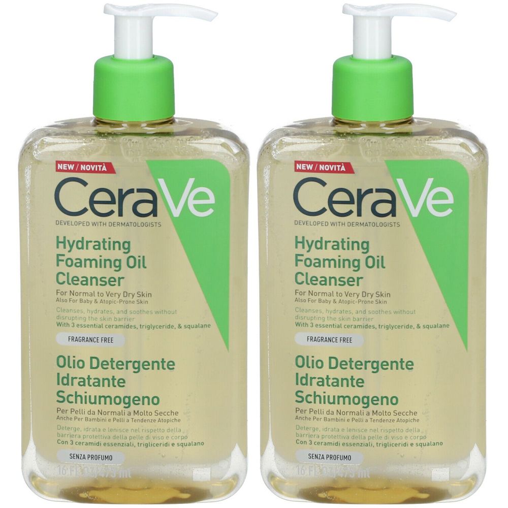 CeraVe Olio Detergente Idratante Schiumogeno 2x473 ml Sapone liquido