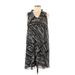 Calvin Klein Casual Dress - Shift V Neck Sleeveless: Black Print Dresses - Women's Size 8