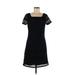 Marc New York Andrew Marc Cocktail Dress - A-Line Square Short sleeves: Black Print Dresses - Women's Size 6