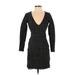 Nicole Miller Artelier Casual Dress - Mini Plunge 3/4 sleeves: Black Dresses - Women's Size 2