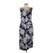 Caribbean Joe Casual Dress - Sheath: Black Floral Motif Dresses - Women's Size Large Petite