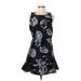 Gianni Bini Cocktail Dress - Mini Scoop Neck Sleeveless: Black Print Dresses - Women's Size Medium