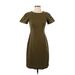 J.Crew Casual Dress - Sheath Crew Neck Short sleeves: Green Print Dresses - Women's Size 2