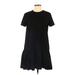 Zara Casual Dress - DropWaist Crew Neck Short sleeves: Black Solid Dresses - Women's Size Medium