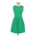 J.Crew Factory Store Casual Dress - A-Line Crew Neck Sleeveless: Green Print Dresses - Women's Size X-Small