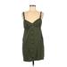 ASOS Casual Dress - Mini V-Neck Sleeveless: Green Print Dresses - Women's Size 8