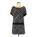 White House Black Market Casual Dress - Shift Scoop Neck Short sleeves: Black Print Dresses - Women's Size Medium
