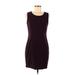 Worthington Casual Dress - Sheath Scoop Neck Sleeveless: Burgundy Solid Dresses - Women's Size 8 Petite