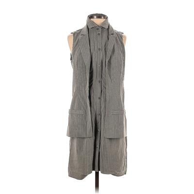 Venus Casual Dress - Mini High Neck Sleeveless: Gray Stripes Dresses - Women's Size 4