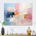 Ivy Bronx Abstract Patchwork IV - Abstract Collages Metal Wall Art Living Room Metal in Blue/Pink/White | 24 H x 32 W x 1 D in | Wayfair