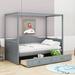 Harriet Bee Jaddiel Twin Size Canopy Day Bed w/ 2 Drawers Wood in Gray | 66.1 H x 41.3 W x 77.6 D in | Wayfair 4DC84E558C004241B1900006D57201D9