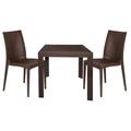 LeisureMod Mace 3-Piece Outdoor Dining Set with Plastic Square Table and 2 Stackable Chairs with Weave Design - Leisurmod MT31C19BR2