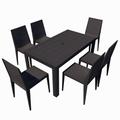 LeisureMod Mace 7-Piece Outdoor Dining Set with Rectangular Table and Stackable Chairs - Leisurmod MT55C19BL6