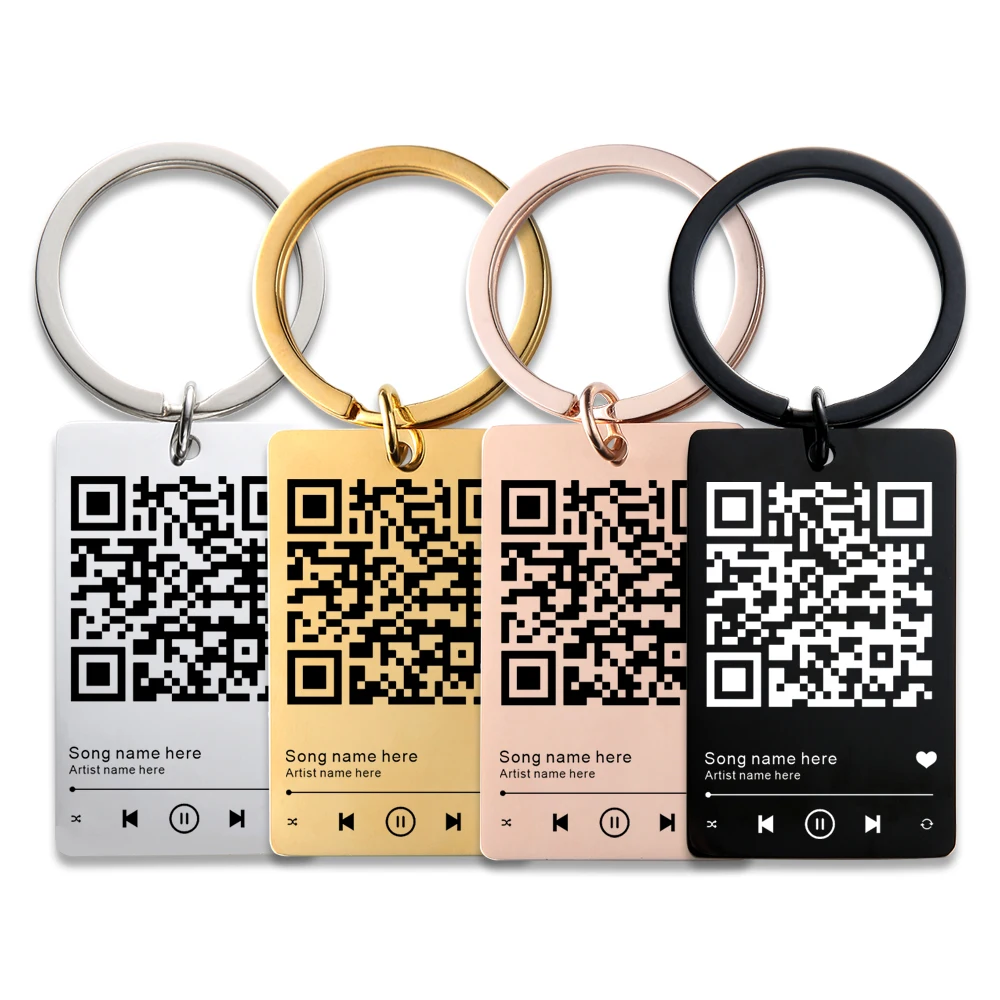 Portachiavi con codice QR personalizzato, placca Song, portachiavi QR Scan and Play, regali per il fidanzato, fidanzata, San Valentino, codice musicale scannabile