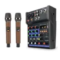 Microfono Wireless UHF Mixer DJ a 4 canali Live MP3 Studio Mini Mixer Audio KTV Mixer Audio USB