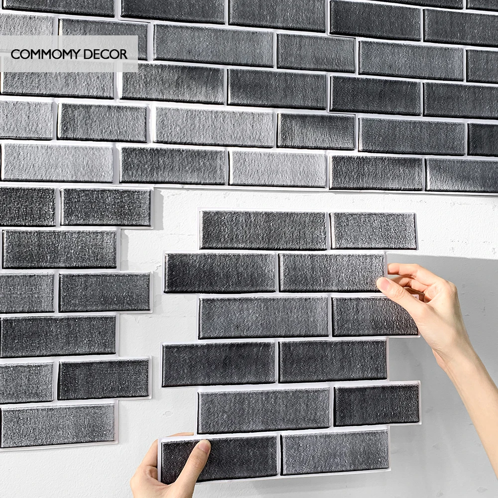 1/10pcs 3D Wall Sticker autoadesivo pannello di parete in finto mattone Peel and Stick Kitchen Tile Backsplash bagno Wall Tile Sticker