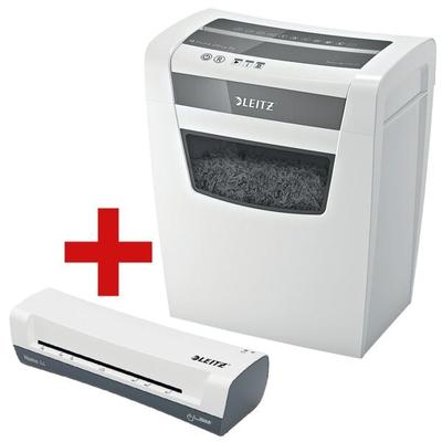 Leitz IQ Aktenvernichter »Home Office P4« Partikelschnitt bis 10 Blatt inkl. Laminierg weiß, 22x42x23.8 cm