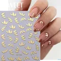 3D Gold Silver Flowers Leaf Nail Art Sticker Simple Florals Petals Leaf Self Adhesive Sliders