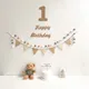 Kids First Birthday Backdrop Bunting Set Party Banner Set Baby 30 100 Days Decoration Jute Baby