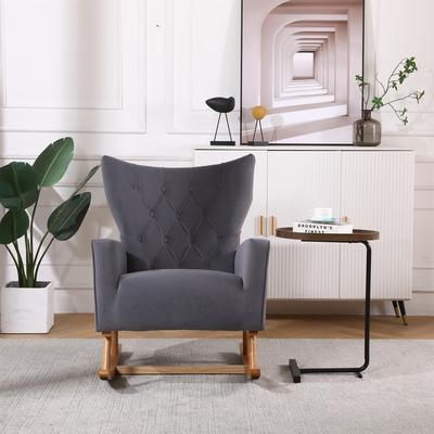 Modern Velvet Upholstered High Backrest Rocking Chair