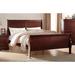 Espresso Louis Eastern King Bed - KD Headboard/Footboard, Sleigh Bed Design, Antique Brass Hardware