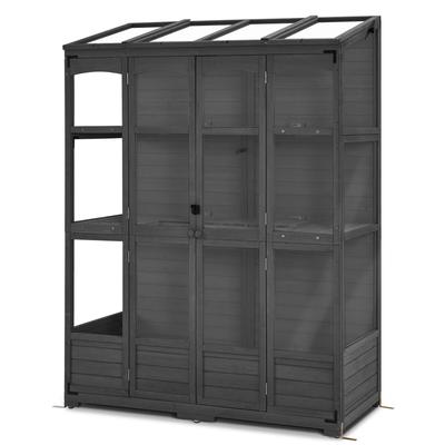 MCombo Walk-in Greenhouse with Openable Roof and Lockable Door, Solid Wood 0899