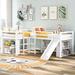 Twin Size L-Shaped Loft Bed w/Movable Two-Tier Shelves & Slide, White