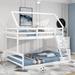 Twin over Full House Bunk Bed with Built-in Ladder, White