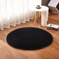 Black Round Carpet Long Plush Round Area Rug Modern Silky Mat Super Soft Mat Blankets for Living