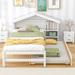 Twin Size Storage House Bed w/ Trundle Bunk Bed Frame & Bedside Table for Kids, Teens, Girls, Boys, Space-Saving, Easy Assembly