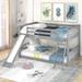 Full over Full Bunk Bed with Convertible Slide and Ladder, Gray