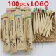 50/100Pcs Customisable Logo Bristle Bamboo Toothbrush Eco Friendly Wood Tooth Brushes Traveling