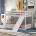 Twin Over Twin Low Bunk Bed with Convertible Slide & Stairway, Bunk Bed Frame with Safety Guardrail & Sturdy Slat Support, White