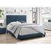 Transitional Style Dark Teal Fabric Upholstered Eastern King Bed - Fully Padded Panel, Chrome Nailhead Trim