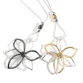 ALLYES Fashion Two Tone Flower Suspension Pendant Collar Necklace for Women Adjustable Long Chain