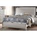 Contemporary Glam Style Platinum Finish Eastern King Bed - Wooden Headboard, Mirrored Trim Inlay