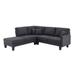 90" 5 Seat L-shape Sectional Sofa Set with Chaise and 3 Pillows, Grey