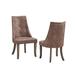 Crystal-Tufted Upholstered Fabric Dining Room Chairs, Set of 2, Dark Brown