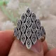 Neue Ankunft Retro Geometrische Polygon Schwarz Kristall Thai Silber Damen Party Ring Für Vertraute