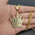 König Crown Anhänger Halskette männer Mode Titan Stahl Halskette Gold Überzogene Strass Hip Hop
