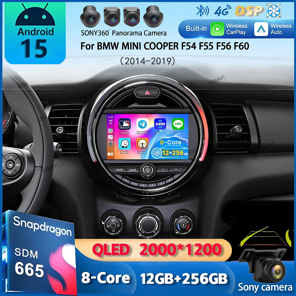 Android 15 Carplay Auto Auto Radio Für BMW MINI COOPER F54 F55 F56 F60 2014-2019 Navigation GPS multimedia-Player 2DIN DVD Stereo Image
