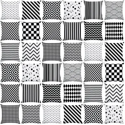 Outdoor-Kissen decken kreative geometrische Kissen bezug schwarz und weiß Textur Kissen bezug weiche Kissen Wohnkultur Auto Stuhl Image
