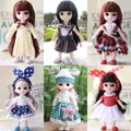 16cm OB11 Puppe Mit 3D Großen Augen Bewegliche 13 Gelenke Puppe Mit Prinzessin Kleid Kleidung Kleid