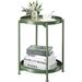 danpinera 2 Tier Metal Side Table with Removable Tray Round End Table Outdoor Small Patio Accent Table Anti-Rust Nightstand - Green
