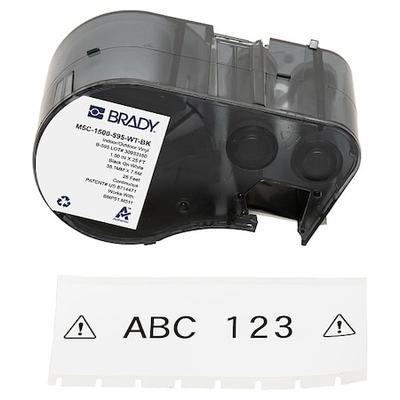 BRADY M5C-1500-595-WT-BK Continuous Label Cartridge,White,Gloss