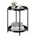 danpinera 2 Tier Side Table with Removable Tray Round End Table Small Indoor Outdoor Patio Accent Table for Living Room Bedroom - Black