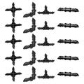 HEMOTON 20pcs Barb Tee Connector Cross Connector Straight Connector Elbow Connector Garden Lawn Watering Irrigation Connector for 4/7mm Hose (Black)