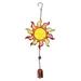 BESTONZON 1Pc Sun Shape Wind Chime Creative Wind Bell Iron Art Glass Aeolian Bell Hanging Ornament Pendant for Garden Balcony (Yellow)