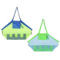 BESTONZON 2pcs Beach Mesh Tote Bag Outdoor Toy Storage Bag Mesh Bag for Sand Tool Clothes Towel (Large Size Blue Strap Green Mesh Bag + Large Size Green Strap Blue Mesh Bag)