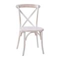 Bistro Style Cross Back Lime Wash Wood Stackable Dining Chair - X Back Banquet Dining Chair